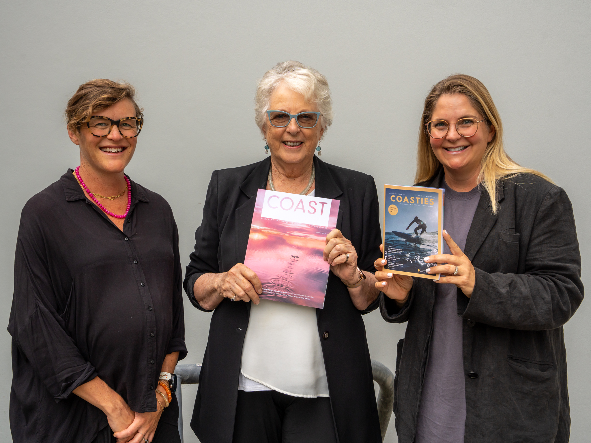 Coast Publisher Catharine Retter (centre) and Nikki and Tash from Coasties Mag.